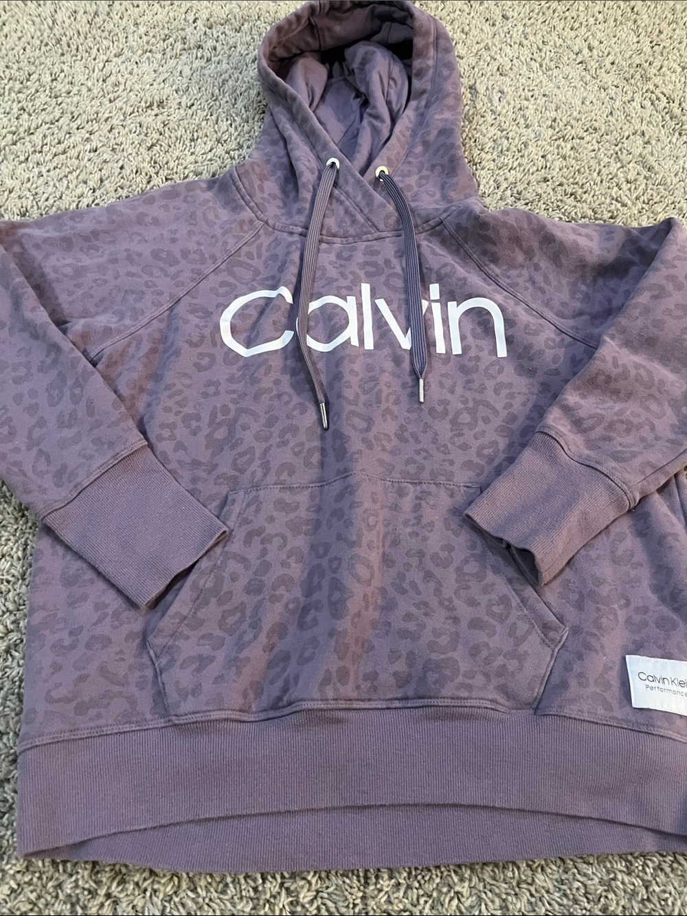 Calvin Klein Women’s Mauve Leopard-Print Zip Hoodie